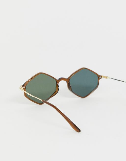 ASOS DESIGN Lunettes de soleil monture losange fine et branches en m tal