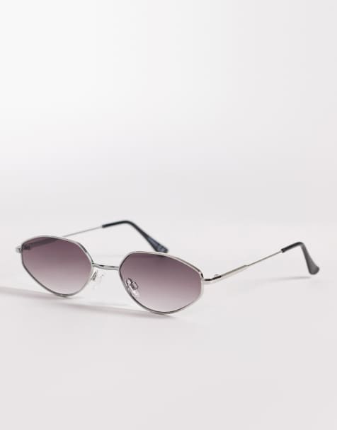 ASOS DESIGN - Lunettes de soleil à monture métallique et verres fumés - Gris acier - view 1