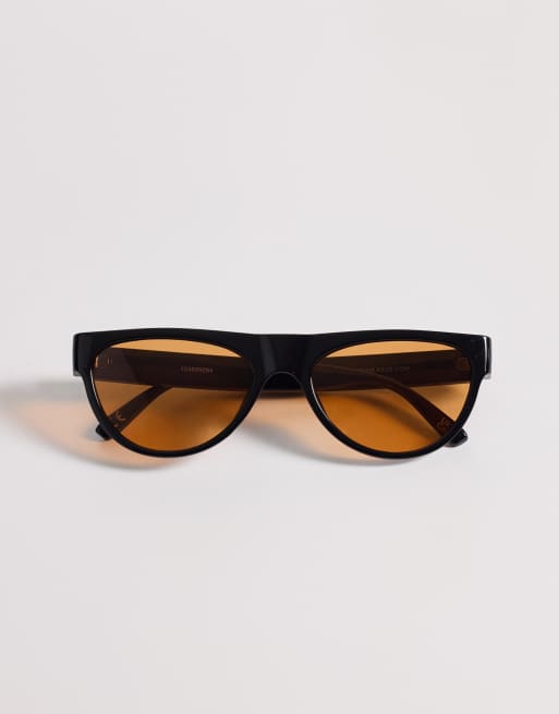 ASOS DESIGN - Lunettes de soleil à pont plat avec verres ambrés - Noir, 3 de 3