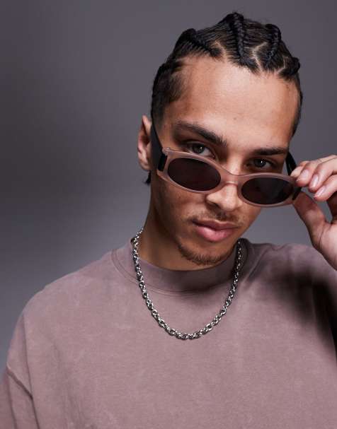 ASOS DESIGN - Lunettes de soleil à verres fumés avec monture gris mat transparent et noire - view 1