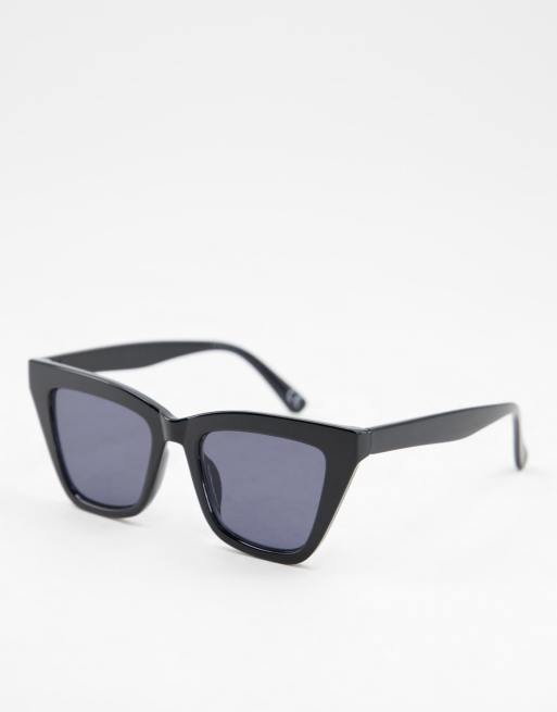 Asos Design Lunettes De Soleil Angulaire A Monture Yeux De Chat Recyclee Noir Asos