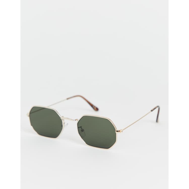 ASOS DESIGN Lunettes de soleil angulaires en m tal avec verres