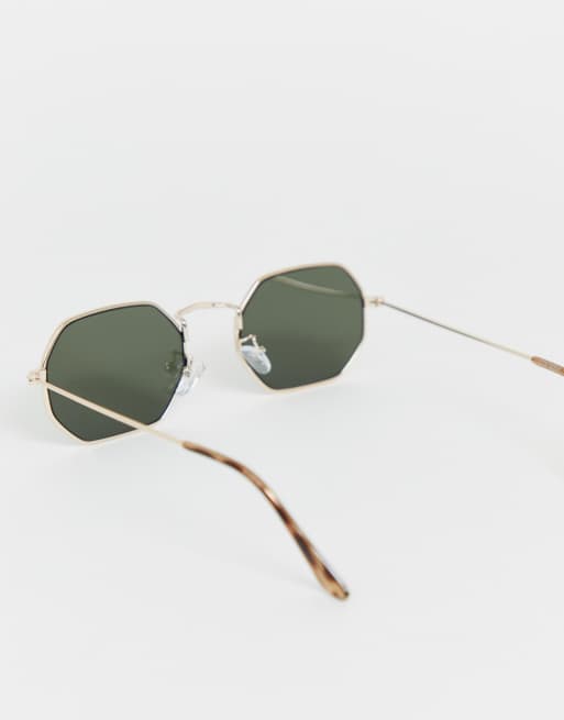 ASOS DESIGN Lunettes de soleil angulaires en m tal avec verres