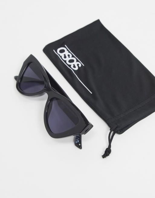 Asos Design Lunettes De Soleil Angulaires Yeux De Chat Noir Asos