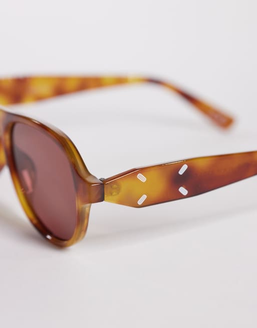 ASOS DESIGN - Lunettes de soleil aviateur à verres couleur baie - Écaille de tortue, 2 de 3