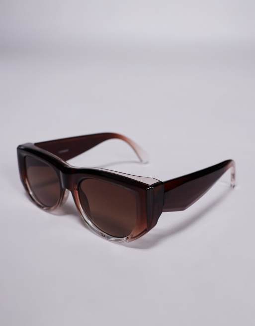 ASOS DESIGN - Lunettes de soleil aviateur avec monture marron dégradé et verres marron  , 2 de 3