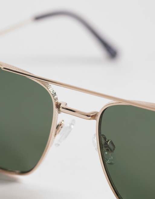 ASOS DESIGN - Lunettes de soleil aviateur en métal à verres G15- Doré, 2 de 3