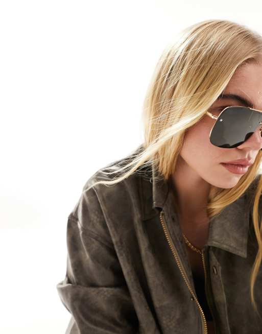 ASOS DESIGN - Lunettes de soleil aviateur en métal avec verres g15 - Doré , 4 de 4