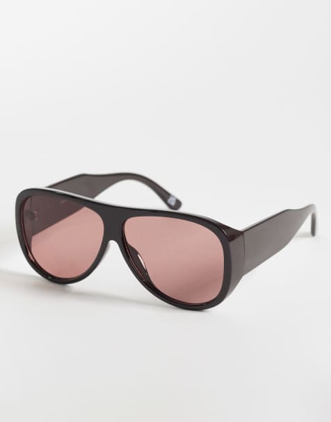 ASOS DESIGN - Lunettes de soleil aviateur oversize - Marron - view 1