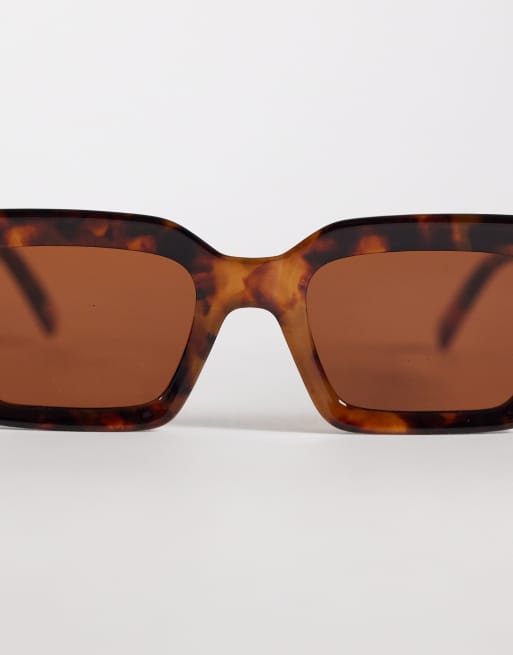 ASOS DESIGN - Lunettes de soleil carrées à monture biseautée - Écaille de tortue, 2 de 3