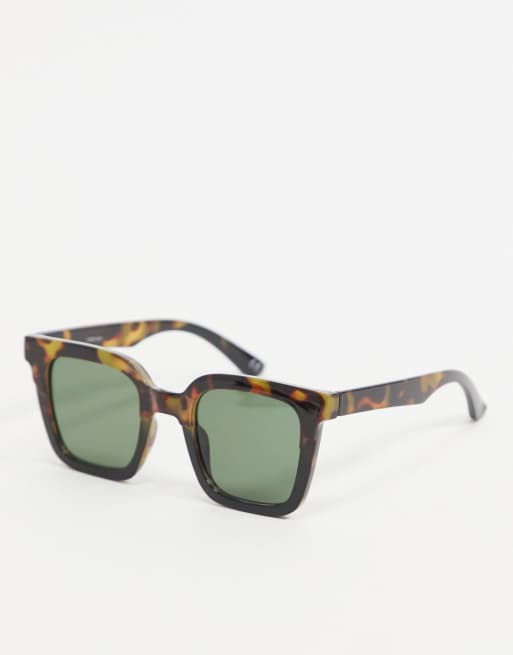 ASOS DESIGN - Lunettes de soleil carrées à motif écaille de tortue effet color block - BROWN