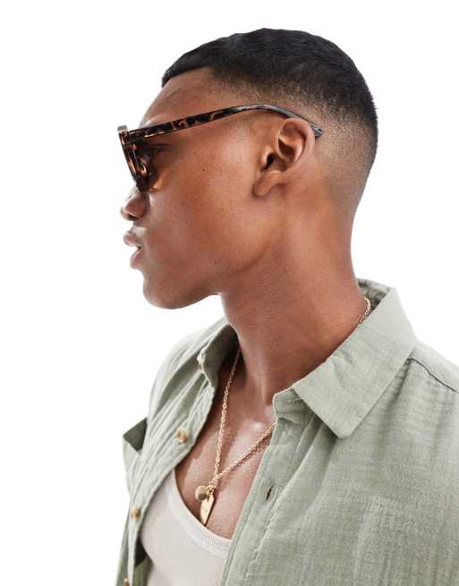 ASOS DESIGN - Lunettes de soleil carrées à motif écaille de tortue foncé, 4 de 4