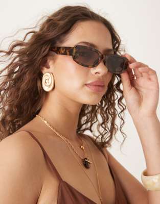 ASOS DESIGN - Lunettes de soleil carrées à motif écaille de tortue-Marron