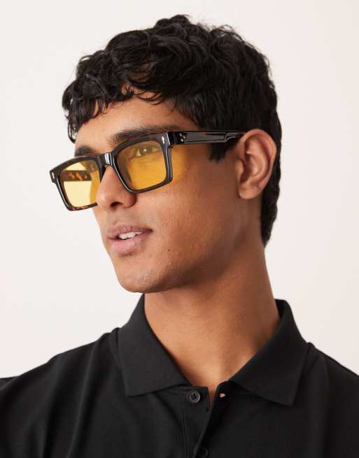 ASOS DESIGN - Lunettes de soleil carrées à verres jaunes - Écaille de tortue, 3 de 3