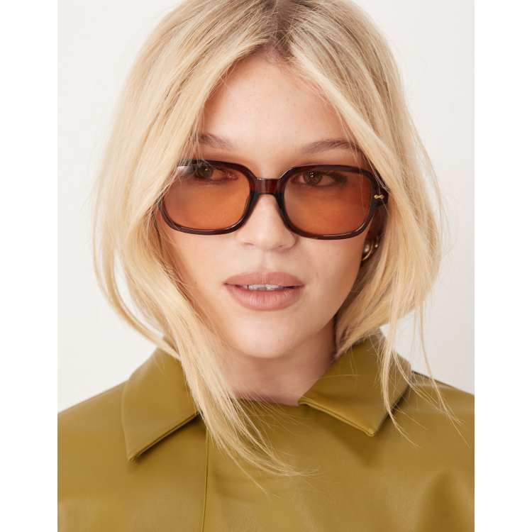 Lunettes De Soleil Lunor Mod. A 11 Vintage – Or Marron, Carrées, Verres Verts, Fabriqué En France