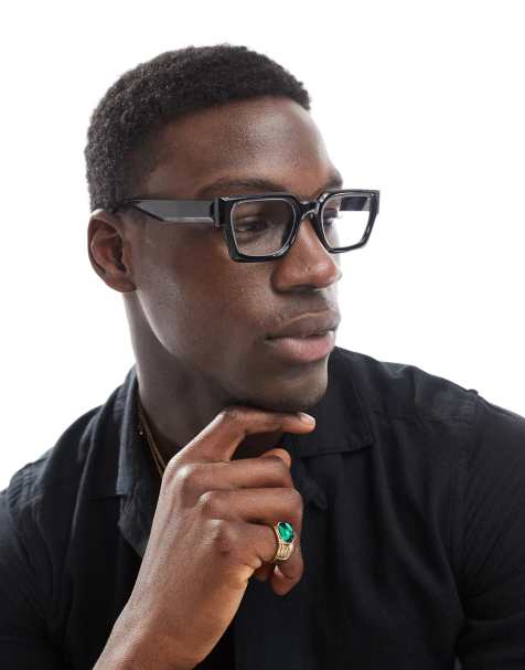 ASOS DESIGN - Lunettes de soleil carrées à verres transparents - Noir - view 1