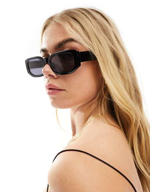 ASOS DESIGN - Lunettes de soleil carrées avec angles biseautés - Noir, 3 de 4