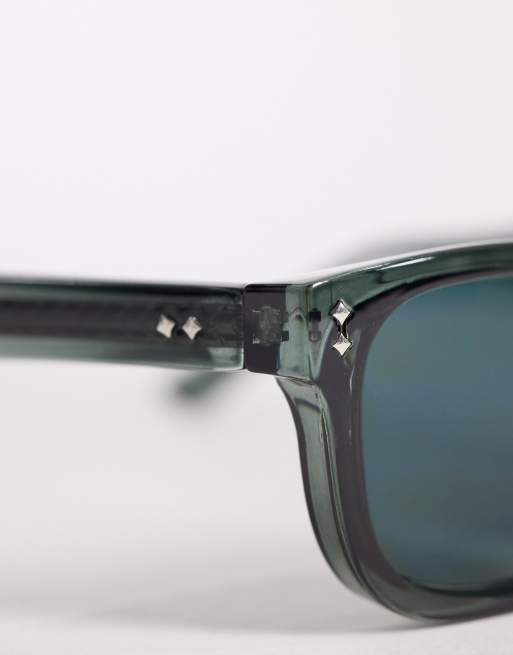 ASOS DESIGN - Lunettes de soleil carrées de qualité supérieure à verres verts - Vert transparent, 2 de 3