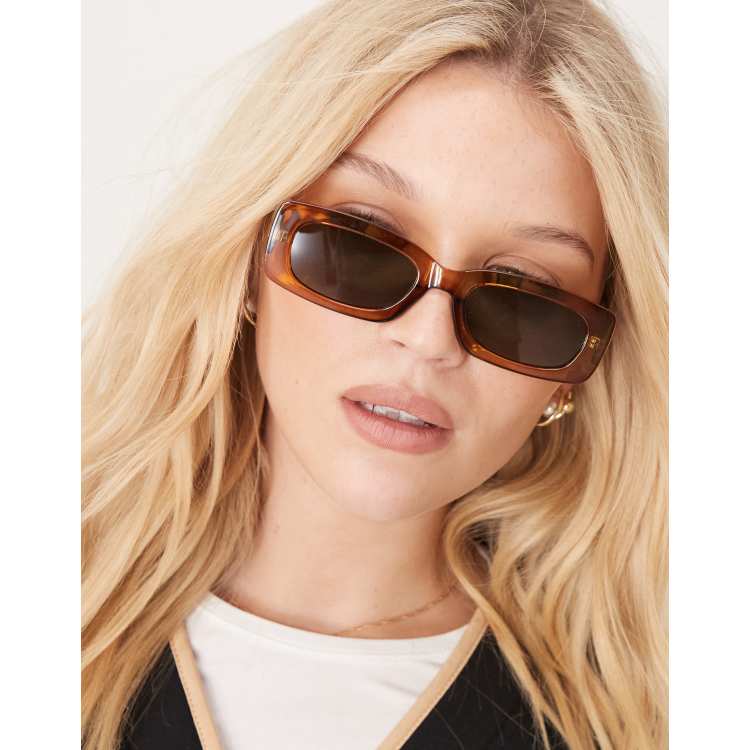 ASOS DESIGN Lunettes de soleil carrees Marron ASOS