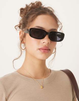 ASOS DESIGN - Lunettes de soleil carrées - Noir