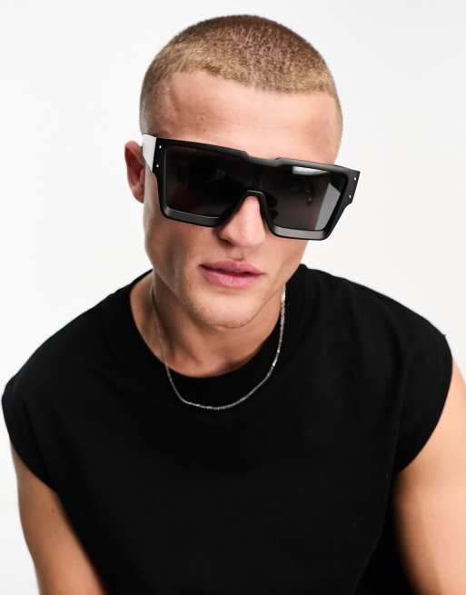 ASOS DESIGN - Lunettes de soleil carrées oversize à verres fumés - Noir mat