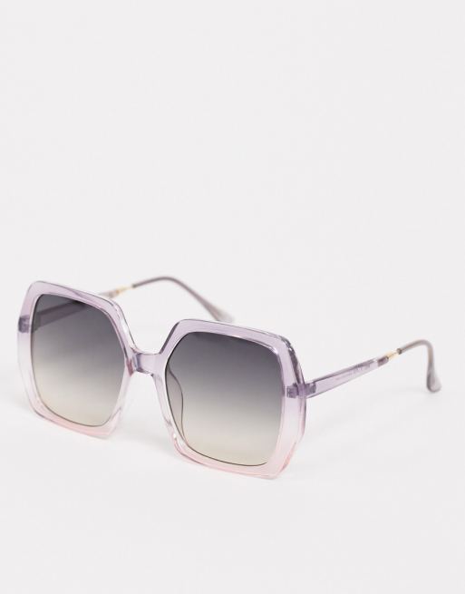 ASOS DESIGN Lunettes de soleil carrées oversize style 70's Violet dégradé ASOS DESIGN Lunettes de soleil carrées oversize style 70's Violet dégradé