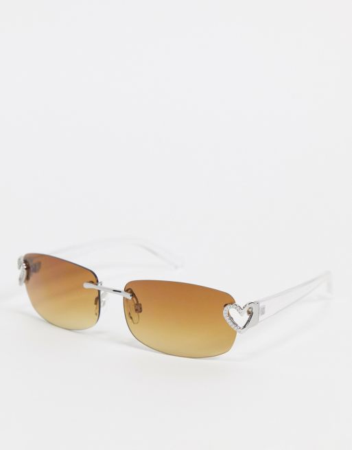 ASOS DESIGN - Lunettes de soleil carrées style années 90 avec découpes en cœur sur les côtés - Multicolore