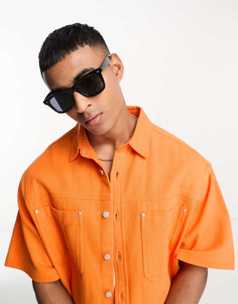 ASOS DESIGN - Lunettes de soleil carrées style rétro en plastique à verres fumés - Noir - view 1