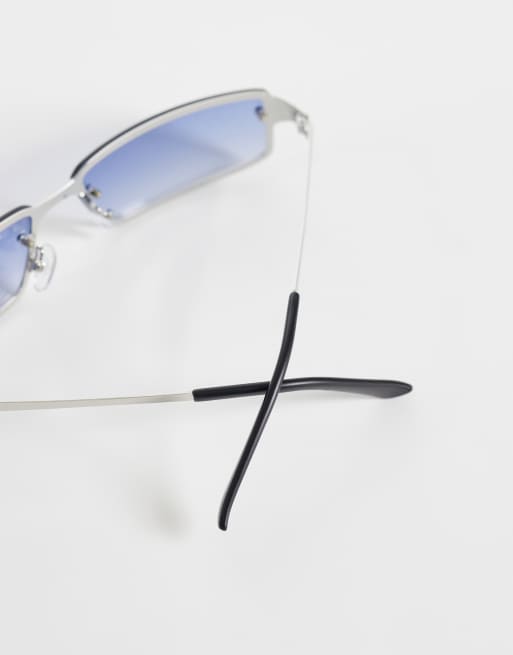 ASOS DESIGN - Lunettes de soleil enveloppantes à verres bleus - Noir, 2 de 3