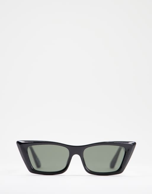 ASOS DESIGN - Lunettes de soleil fines yeux de chat - Noir brillant, 3 de 4