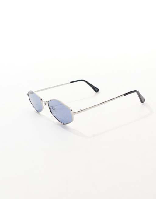 ASOS DESIGN - Lunettes de soleil hexagonales à verres fumés - Argenté  , 2 de 3