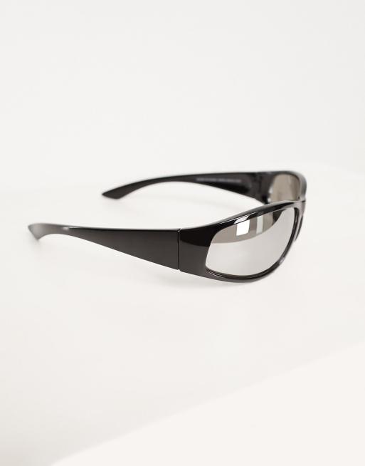 ASOS DESIGN - Lunettes de soleil masque enveloppantes avec verres miroir - Noir , 3 de 4