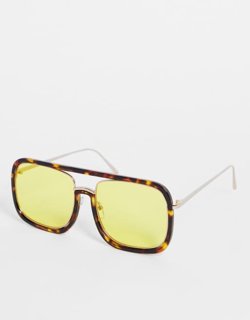 ASOS - Lunettes de soleil aviateur à verres jaunes