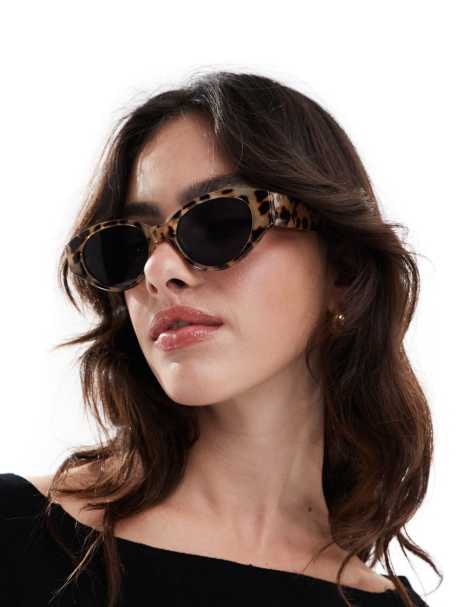 ASOS DESIGN - Lunettes de soleil ovales à motif écaille de tortue laiteux - view 1