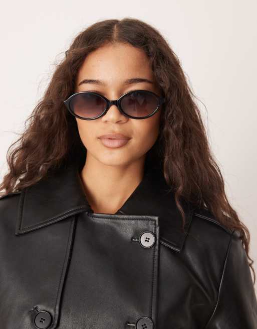 ASOS DESIGN - Lunettes de soleil ovales avec branches fines en métal - Noir, 3 de 3