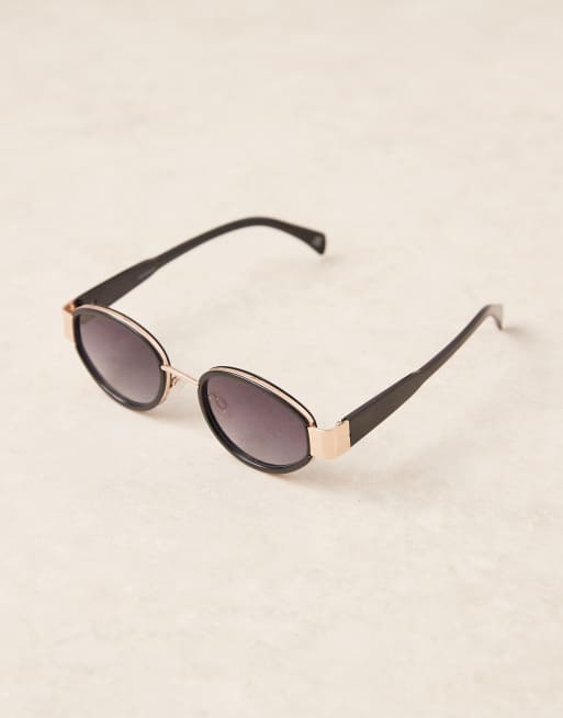 ASOS DESIGN - Lunettes de soleil ovales avec monture en métal - Noir, 2 de 3