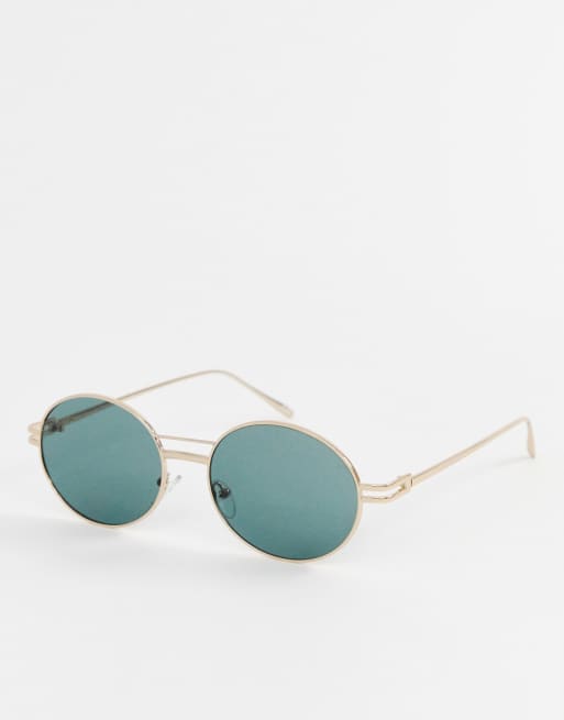 DESIGN Lunettes de soleil ovales en métal avec verres DESIGN Lunettes de soleil ovales en métal avec verres
