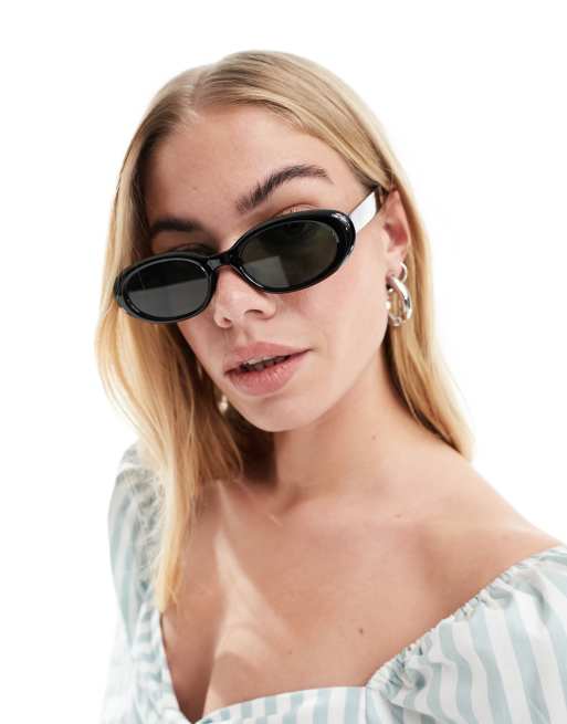 ASOS DESIGN Lunettes de soleil ovales biseautees a verres g15 Noir ASOS