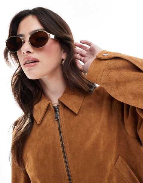 ASOS DESIGN - Lunettes de soleil ovales en métal à découpe et détail sur le côté - view 1