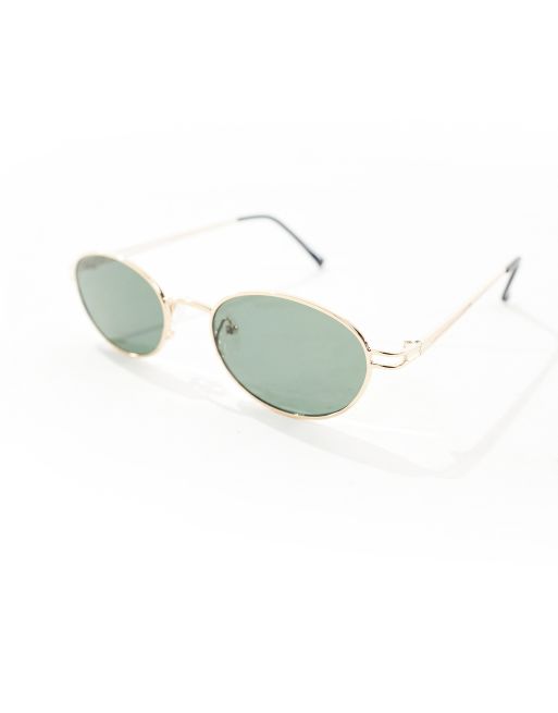 ASOS DESIGN Lunettes de soleil ovales en metal Dore ASOS