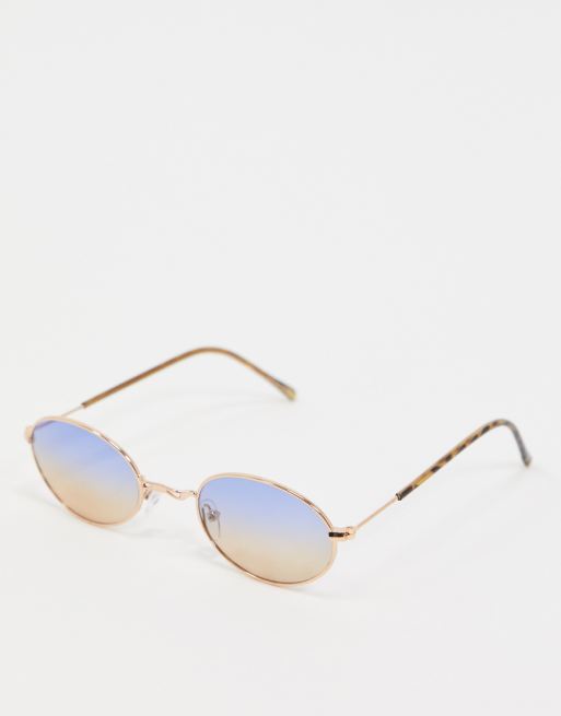DESIGN Lunettes de soleil ovales en métal avec verres DESIGN Lunettes de soleil ovales en métal avec verres