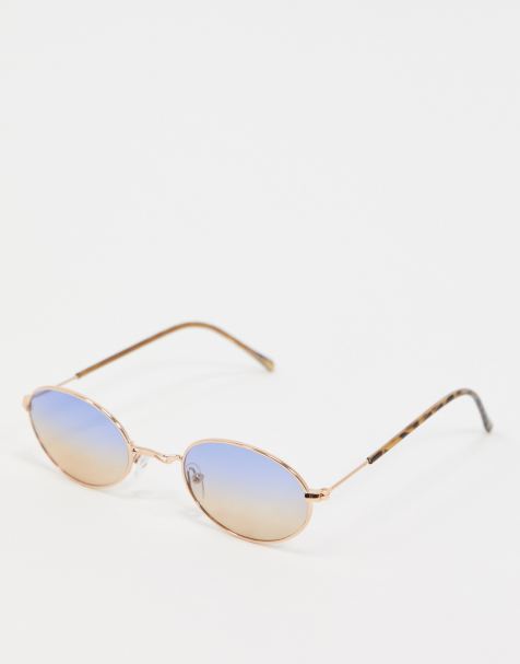 ASOS DESIGN - Lunettes de soleil ovales en métal style 90s à verres dégradés - Doré