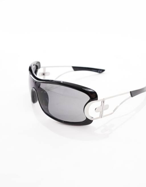 ASOS DESIGN - Lunettes de soleil oversize et enveloppantes style masque avec branches fantaisie, 3 de 4
