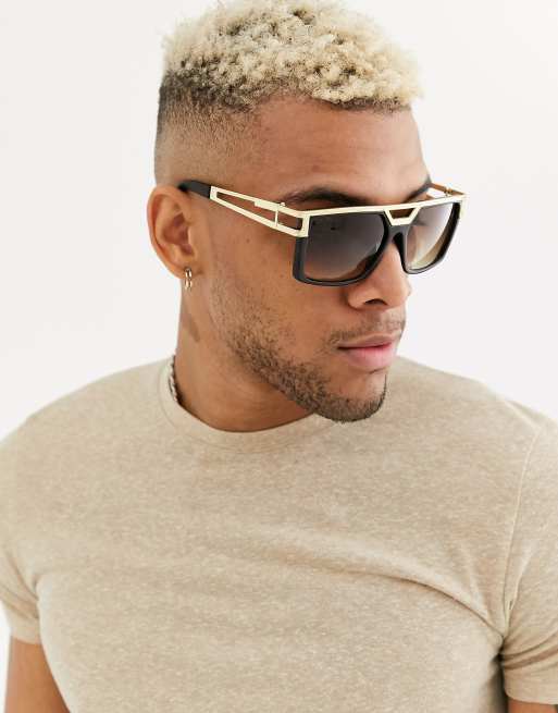 ASOS DESIGN Lunettes de soleil pilote avec barre sup rieure