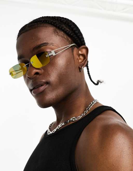 ASOS DESIGN Lunettes de soleil rectangles sans monture avec