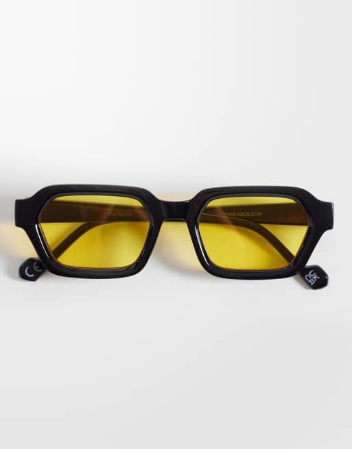ASOS DESIGN - Lunettes de soleil rectangulaires à verres ambrés - Noir, 3 de 3