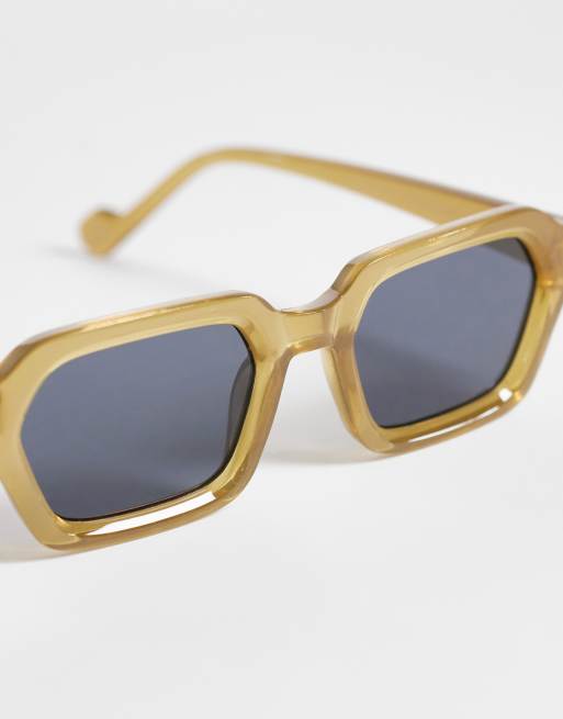 ASOS DESIGN - Lunettes de soleil rectangulaires à verres fumés - Vert, 3 de 3