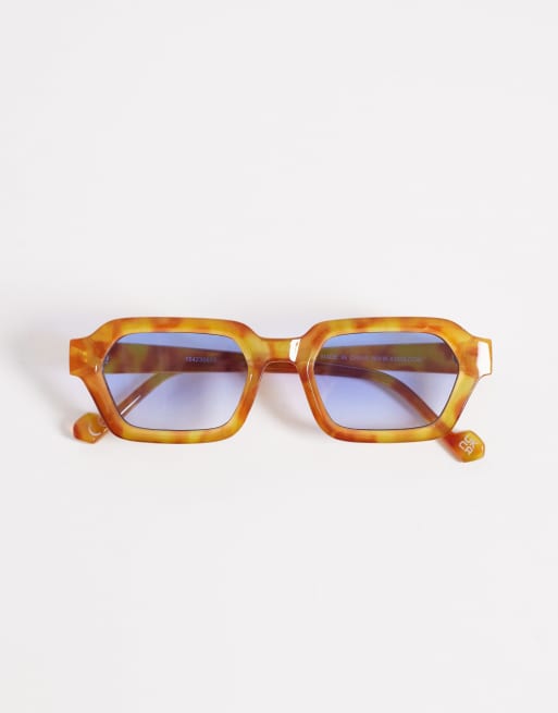 ASOS DESIGN - Lunettes de soleil rectangulaires avec verres bleus - Écaille de tortue, 3 de 3
