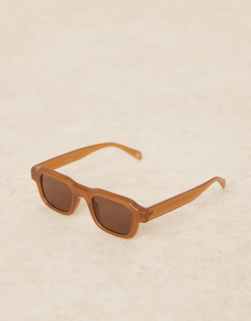ASOS DESIGN - Lunettes de soleil rectangulaires avec verres marron et monture transparente - Caramel  , 3 de 3