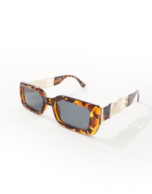 ASOS DESIGN - Lunettes de soleil rectangulaires chunky style années 90 avec coin métallique